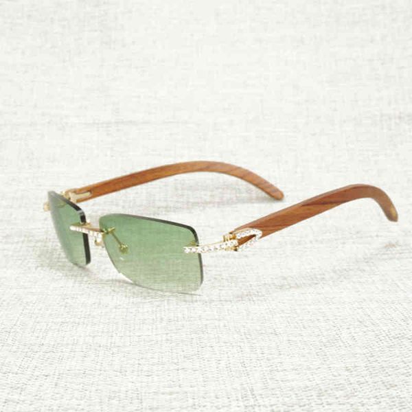 fine accessories ancient rhinestone natural buffalo horn rimless sunglasses men wood square sun glasses women for outdoor shades oculos eyew, White;black